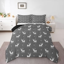 Feelyou Teens Cartoon Deer Twin Comforter Sets, Kawaii Animal Lover Bedding Set, 2pcs