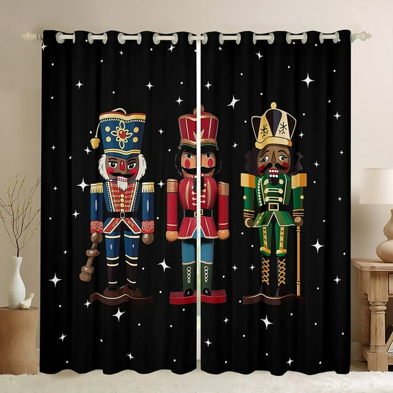 Feelyou Teens Cartoon Nutcracker Blackout Curtains Set of 2 (52x84 Each), Fairy Tale Window Curtains, Glitter Stars Print Curtains and Drapes, Window Curtains Room Decor