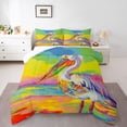 thumbnail image 1 of Feelyou Teens Cartoon Pelicans Full Size Comforter Sets, Ocean Sunset Bedding Sets, 3pcs, 1 of 8