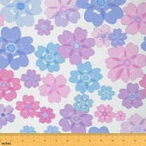 Feelyou Teens Colorful Floral Fabric by the Yard 1 Yard, Kawaii Flower Room Decor Fabric by the Yard, Princess Cartoon Style Fabric for Sewing, Microfiber Bedroom Decor