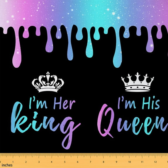 Feelyou Teens Couple Crown Fabric by the Yard 1 Yard, Dreamy Sequin Print Room Decor Fabric by the Yard, Teens Adult Kids Fabric for Sewing, Microfiber Bedroom Decor