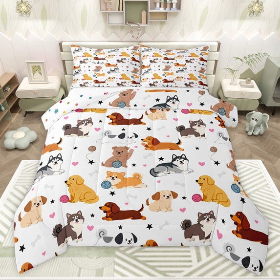Feelyou Teens Dog Animal Twin Comforter Sets, Cute Dalmatian Bedding Set, 2pcs