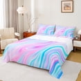 thumbnail image 1 of Feelyou Teens Dreamy Artwork Queen Sheet Sets, Modern Fashion Stripes Flat Sheet, Blue Pink Abstract Queen Fitted Sheet, Luxury Bedroom Decor, 4pcs, 1 of 7