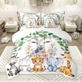 thumbnail image 1 of Feelyou Teens Farm Sheep Bedding Comforter Set 7 Pieces, Cartoon Zoo Animal Full Bedding Set, Kawaii Giraffe Zebra Reversible Fitted Sheet Flat Sheet, Lightweight Room Decor, 1 of 8