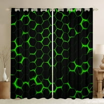 Feelyou Teens Honeycomb Geometric Black Out Curtains, Chic Abstract Curtains Pack of 2 (42x63 Each), Modern Fashion Bedroom Curtains, Curtains and Drapes Room Decor
