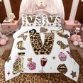 thumbnail image 1 of Feelyou Teens Leopard Print Queen Comforter Set, Monogrammed V Bedding Comforter Set, 3pcs, 1 of 8