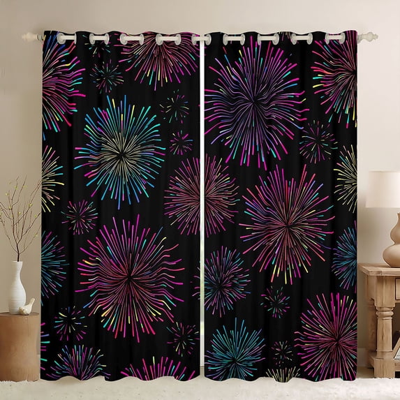 Feelyou Teens Magic Firework Curtains Pack of 2 (42x84 Each), Romantic Artwork Curtains Blackout, Dreamy Cartoon Style Bedroom Curtains, Window Curtains Bedroom Decor