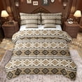 thumbnail image 1 of Feelyou Teens Mandala Aztec Twin Bedding Sets 7-Piece, Bohemian Western Fashion Bedding Comforter Set, Khaki Triangle Abstract Reversible Sheet Sets, Super Cozy Room Decor, 1 of 8