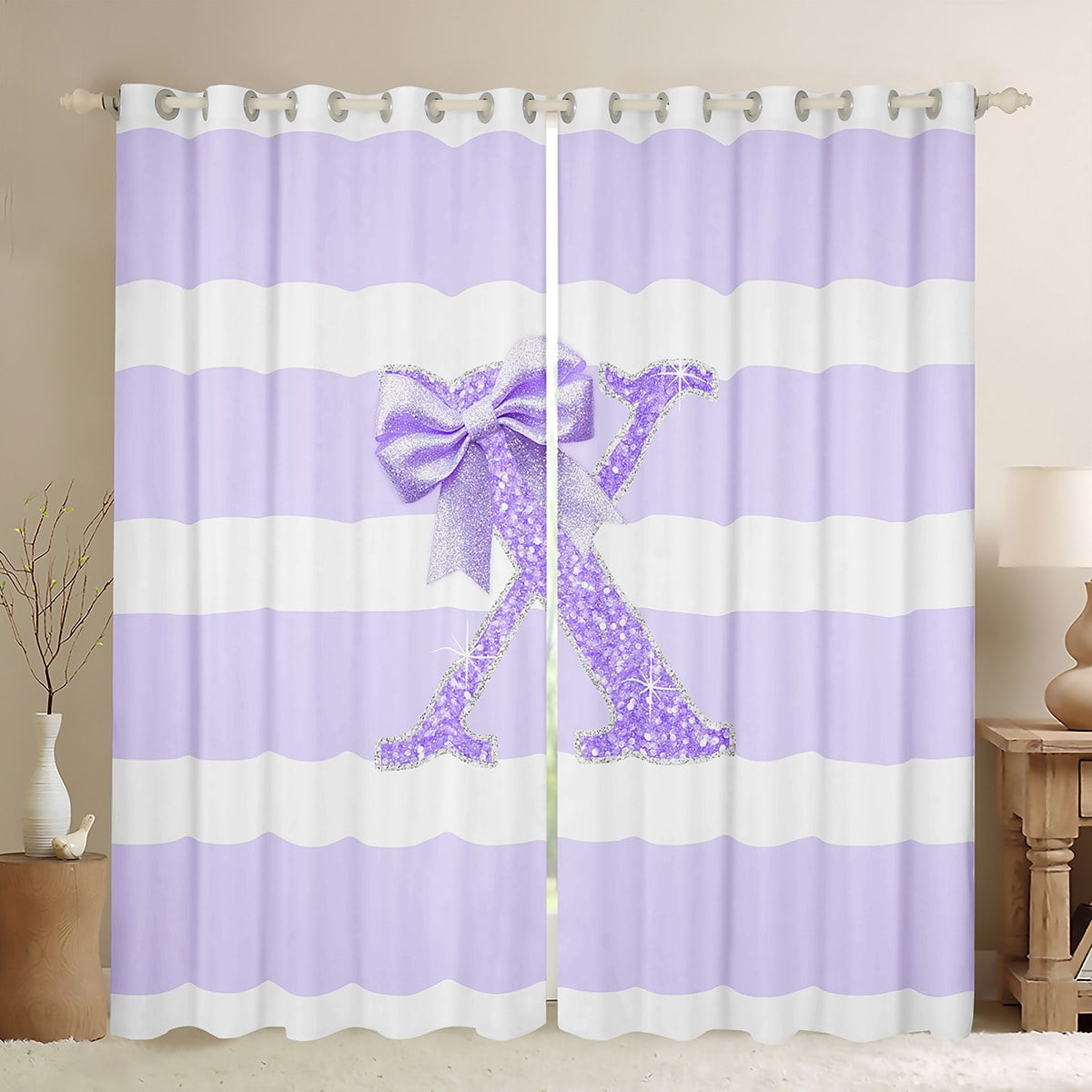 Feelyou Teens Monogrammed Curtains Pack of 2 (42x84 Each) Initial X Feelyou Teens Monogrammed Curtains Pack of 2 (42x84 Each) Initial X