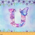 thumbnail image 1 of Feelyou Teens Monogrammed Fabric by the Yard 2 Yards, Initial U Letter Sewing Fabric, Kawaii Princess Butterfly Home Decor Fabric by the Yard, Luxury Bedroom Decor, 1 of 6