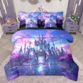 thumbnail image 1 of Feelyou Teens Mystic Castle Bedding Comforter Set 7 Pieces, Blue Purple Full Bedding Set, Dreamy Cherry Blossoms Reversible Fitted Sheet Flat Sheet, Ultra Soft Bedroom Decor, 1 of 7