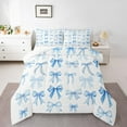 thumbnail image 1 of Feelyou Teens Princess Bow-tie Bedding Comforter Set, Blue Cartoon Ribbon Twin Comforter Sets, Fairy Tale Reversible Bedding Set, Ultra Soft Home Decor, 2pcs, 1 of 8