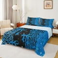 thumbnail image 1 of Feelyou Teens Princess Ribbon Bed Sheets, Fashion Bowknot Bow-tie Blue King Sheets, Leopard Cheetah Print Sheet Set, Breathable Home Decor, 4 Pieces, 1 of 7