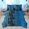 thumbnail image 1 of Feelyou Teens Princess Ribbon Bedding Comforter Set 7pcs, Fashion Bowknot Bow-tie Blue King Bedding Sets, Leopard Cheetah Print Reversible Bed Sheets, Breathable Home Decor, 1 of 8