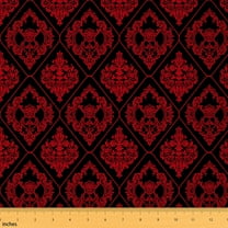 Feelyou Teens Red Damask Fabric by the Yard 1 Yard, Hippie Flower Sewing Fabric, Mandala Bohemian Home Decor Fabric by the Yard, Breathable Home Decor