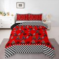 thumbnail image 1 of Feelyou Teens Red Dirt Bike Bedding Comforter Set, Motorcycle Extreme Sport Twin Comforter Sets, Black White Buffalo Reversible Bedding Set, Luxury Bedroom Decor, 2pcs, 1 of 8