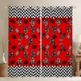 thumbnail image 1 of Feelyou Teens Red Dirt Bike Curtains Pack of 2 (42x84 Each), Motorcycle Extreme Sport Curtains Blackout, Black White Buffalo Bedroom Curtains, Black Out Curtains Decor, 1 of 6