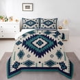 thumbnail image 1 of Feelyou Teens Retro Aztec Bedding Comforter Set, Tribal Western Fashion Twin Comforter Sets, Grey Blue Triangle Abstract Reversible Bedding Set, Ultra Soft Bedroom Decor, 2pcs, 1 of 8