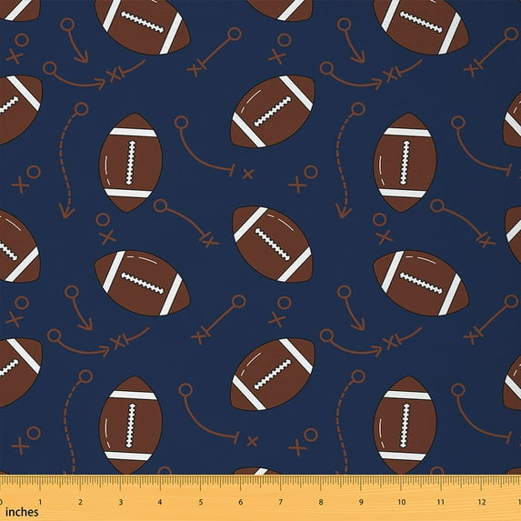 Feelyou Teens Rugby Fabric by the Yard 1 Yard, Modern Ball Game Sewing Fabric, Cartoon Stripes Geometric Home Decor Fabric by the Yard, Luxury Bedroom Decor