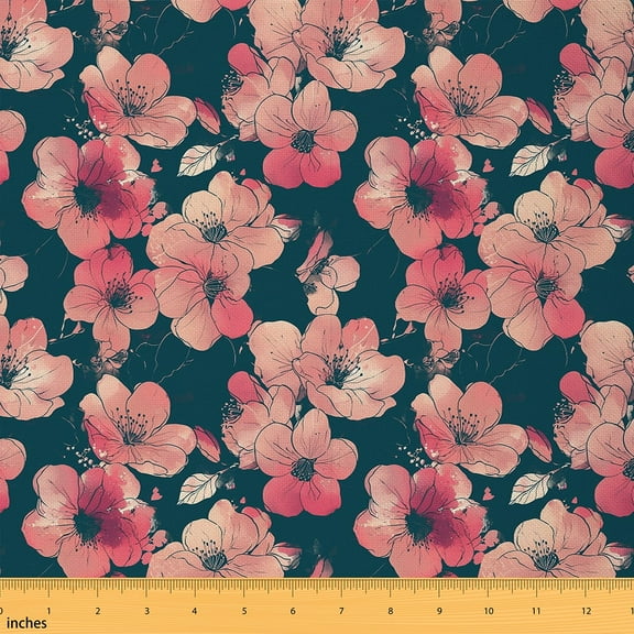 Feelyou Teens Rustic Fabric by the Yard 1 Yard, Blossoms Flower Floral Sewing Fabric, Vintage Fashion Home Decor Fabric by the Yard, Super Cozy Room Decor