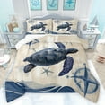 thumbnail image 1 of Feelyou Teens Sea Turtle Queen Comforter Set, Ocean Nautical Compass Bedding Sets, Cartoon Marine Theme Reversible Bedding Comforter Set, Ultra Soft Bedroom Decor, 3pcs, 1 of 8