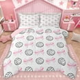 thumbnail image 1 of Feelyou Teens Volleyball Sport Queen Comforter Set, Cartoon Ball Print Bedding Sets, Cute Princess Bow Reversible Bedding Comforter Set, Super Cozy Room Decor, 3 Pieces, 1 of 8