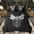 thumbnail image 1 of Feelyou Teens Western Goth Art Twin Bedding Sets 7-Piece, Angel Wings Cross Print Bedding Comforter Set, Cartoon Graffiti Reversible Sheet Sets, Ultra Soft Bedroom Decor, 1 of 7