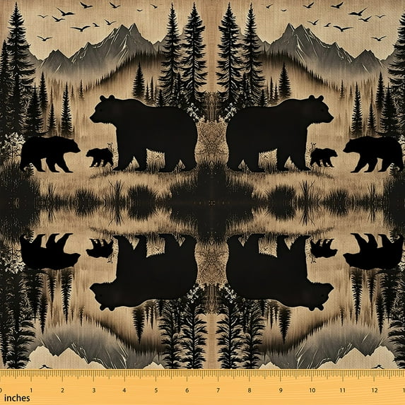Feelyou Teens Wildlife Bear Fabric by the Yard 5 Yards, Farmhouse Animal Home Decor Fabric by the Yard, Rustic Theme Sewing Fabric, Ultra Soft Home Decor