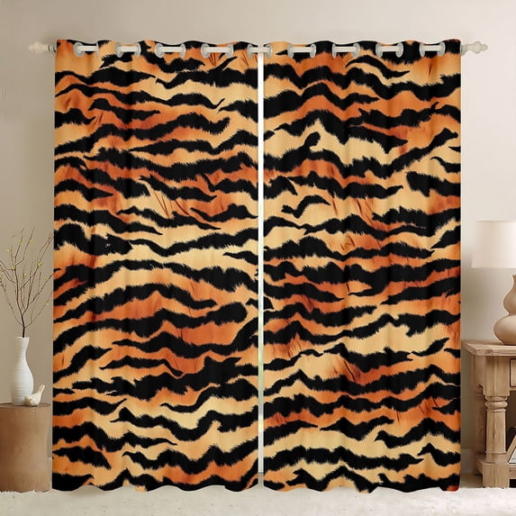Feelyou Tiger Print Curtains Pack of 2 (42x84 Each), Rustic Animal Curtains Blackout