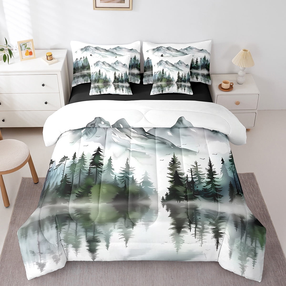 Reversible Sheets Feelyou Tree Plant Botanial Bedding Comforter Set 7 Pieces, Jungle ...