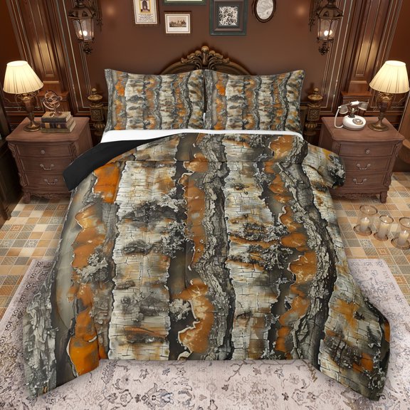 Feelyou Tree Plant Full Size Comforter Sets, Countryside Branches Men Bedding Sets, 3pcs