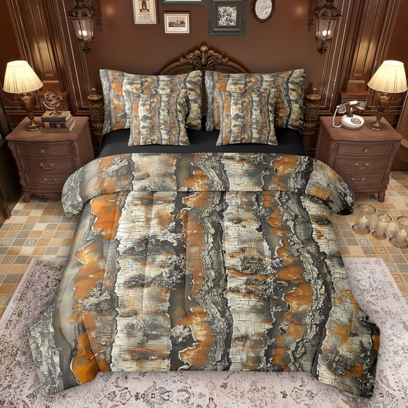 Feelyou Tree Plant Twin Bedding Sets 7pcs, Countryside Branches Men Bedding Comforter Set