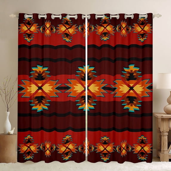 Feelyou Tribal Aztec Women Black Out Curtains, Boho Curtains Pack of 2 (42x63 Each)