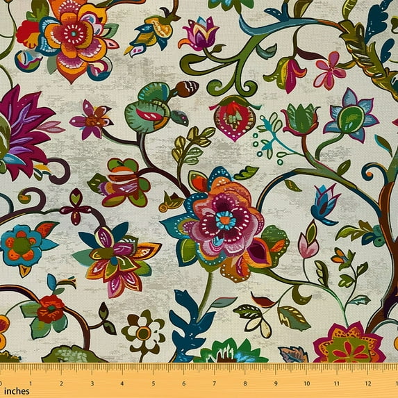 Feelyou Tribal Flower Kids Fabric by the Yard 2 Yards, Bohemian Mandala Sewing Fabric, Vintage French Style Home Decor Fabric by the Yard, Luxury Bedroom Decor