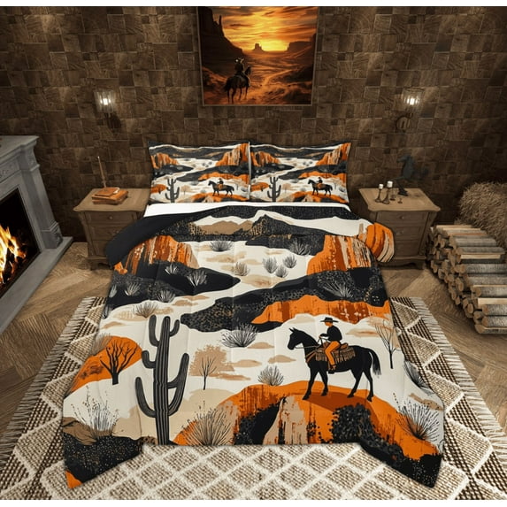 Feelyou Tribal Western Cowgirl Full Size Comforter Sets, Rustic Horse Animal Bedding Comforter Set, Teen Boy Girl Kid Reversible Bedding Sets, Luxury Bedroom Decor, 3pcs