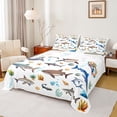 thumbnail image 1 of Feelyou Tropical Shark Coral Full Size Sheets for Boys Girls Kids, Underwater Ocean Animal Bed Sheets, White, 4-Piece, 1 of 5
