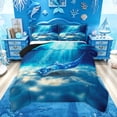 thumbnail image 1 of Feelyou Turquoise Spotted Ocean Queen Comforter Set for Boys Girls, Sunlight Tropical Marine Wildlife Bedding Comforter Set, Blue, Black Reversible, 3-Piece, 1 of 6