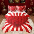 thumbnail image 1 of Feelyou Valentine's Day Rose Bedding Comforter Set 7 Pieces, Romantic Love Heart Full Bedding Set, Chic Red Stripes Abstract Reversible Fitted Sheet Flat Sheet, Luxury Bedroom Decor, 1 of 7