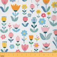 thumbnail image 1 of Feelyou Vibrant Flower Floral Fabric by the Yard 5 Yards for Kids, Pink Blue Room Decor Fabric by the Yard, Rustic Botanical Fabric for Sewing, Microfiber Bedroom Decor, 1 of 6
