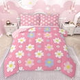 thumbnail image 1 of Feelyou Vibrant Flower Full Size Comforter Sets for Kids, Kawaii Cherry Blossoms Bedding Comforter Set, Cartoon Groovy Floral Reversible Bedding Sets, Breathable Home Decor, 3-Piece, 1 of 8