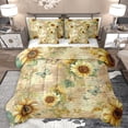 thumbnail image 1 of Feelyou Vibrant Gold Sunflower Bedding Comforter Set 7pcs, Retro Fashion Newspaper Queen Bedding Sets, Rustic Farmhouse Reversible Queen Sheet Sets, Lightweight Room Decor, 1 of 7