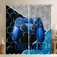 thumbnail image 1 of Feelyou Video Gamer Boy Blackout Curtains Set of 2 (52x84 Each), Blue Gamepad Modern Gaming Window Curtains, Honeycomb Abstract Curtains and Drapes, Blackout Curtains Room Decor, 1 of 6