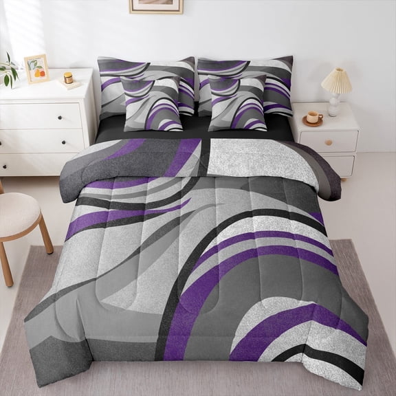 Feelyou Vintage Art Circle Bedding Comforter Set 7pcs for Kids, Abstract Geometric Queen Bedding Sets, Retro Minimalism Reversible Queen Sheet Sets, Ultra Soft Home Decor