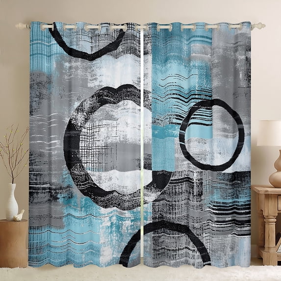 Feelyou Vintage Art Circle Curtains (2, 52x84), Kids Abstract Geometric