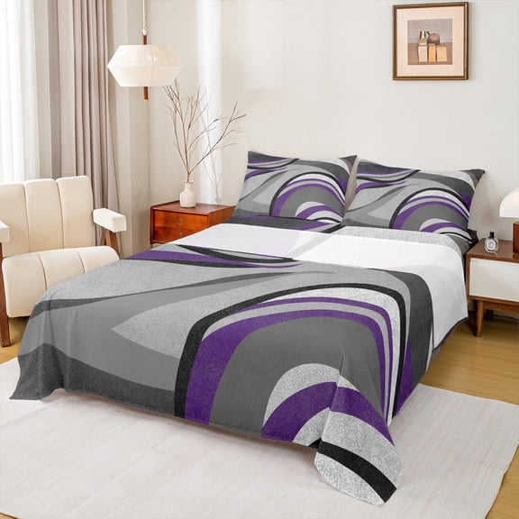 Feelyou Vintage Art Circle Queen Sheet Sets for Kids, Abstract Geometric Flat Sheet, Retro Minimalism Queen Fitted Sheet, Ultra Soft Home Decor, 4pcs