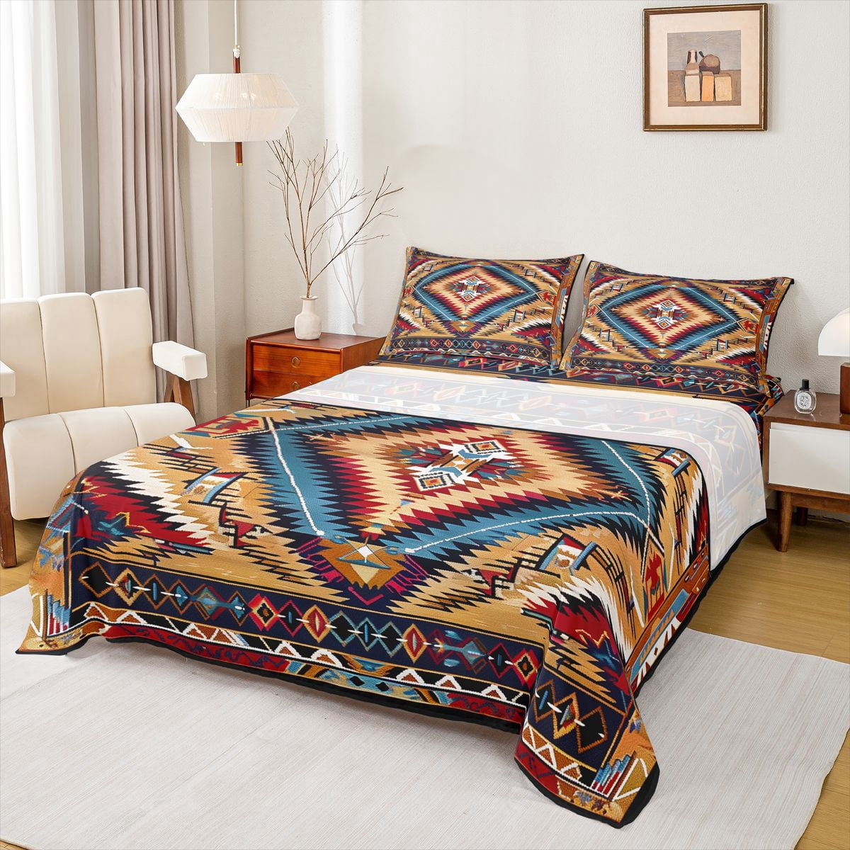 Feelyou Vintage Aztec Adult Full Size Sheets, Tribal Western Abstract ...