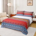 thumbnail image 1 of Feelyou Vintage Aztec Triangle Full Size Sheets for Women, Red Blue Abstract Bed Sheets, Western Bohemian Style Sheet Sets, Luxury Bedroom Decor, 4pcs, 1 of 7