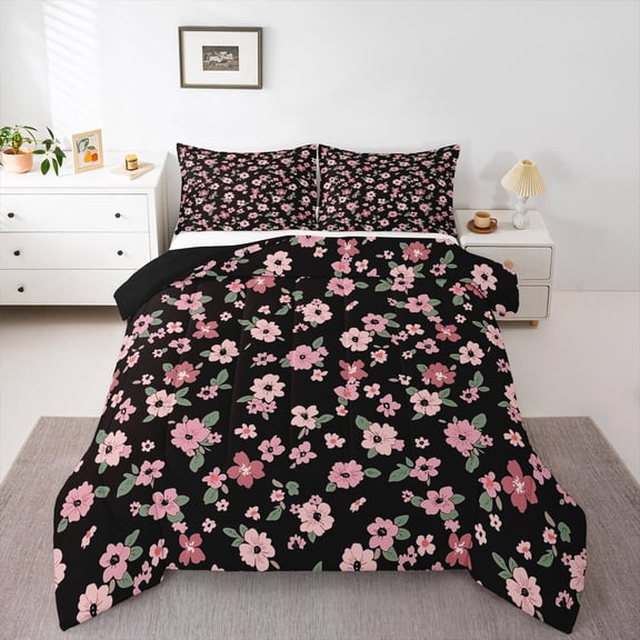 Feelyou Vintage Blossoms Floral Queen Comforter Set, Rustic Farmhouse Bedding Sets, Teen Child Kid Adult Reversible Bedding Comforter Set, Breathable Home Decor, 3pcs