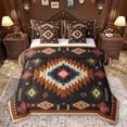 thumbnail image 1 of Feelyou Vintage Bohemian Aztec Twin Bedding Sets 7-Piece, Black Brown Tribal Square Bedding Comforter Set, Hippie Mandala Fashion Reversible Sheet Sets, Breathable Home Decor, 1 of 9