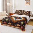 thumbnail image 1 of Feelyou Vintage Bohemian Aztec Twin Sheet Sets, Black Brown Tribal Square Twin Fitted Sheet, Hippie Mandala Fashion Flat Sheet, Breathable Home Decor, 3-Piece, 1 of 8